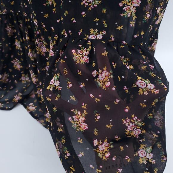 WAYF Retro Coq Y2k Babydoll Slip Dress Chiffon Floral TieKnot Lined Ruffle Hem M - Picture 16 of 16